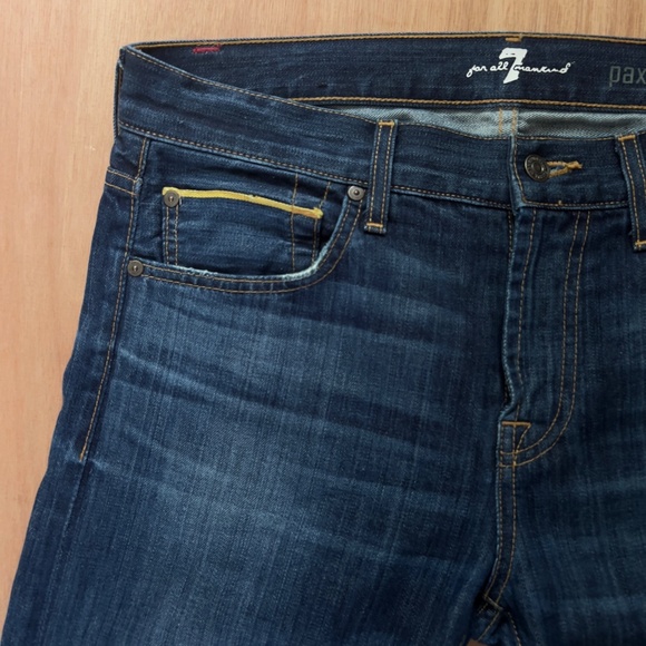 7 For All Mankind Paxtyn jeans men's size 32x34 blue dark wash tapered USA - Picture 2 of 7